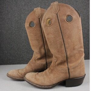 Tony Lama Cowboy Boots Mens 7D Brown Leather USA Made Western Round Toe